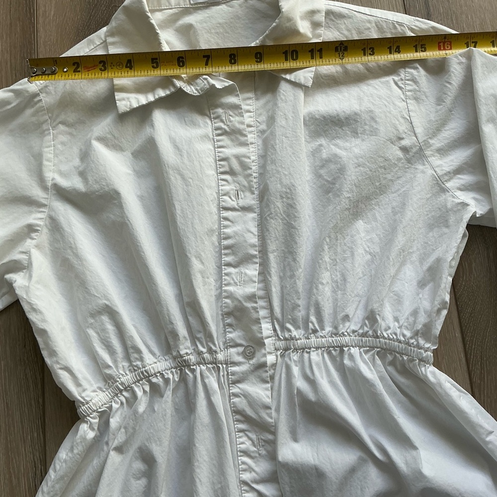 Mable white Button Down Shirt Dress Cinched Waist Long Sleeve Size: Small - Picture 10 of 15
